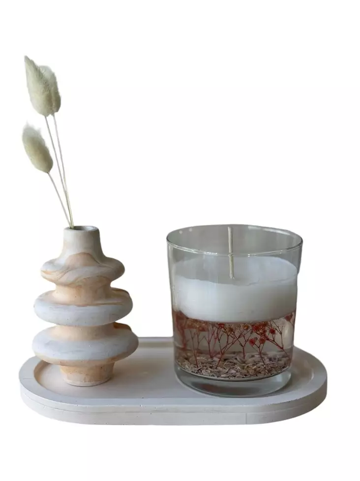 Doftljus Set Aberto Design Glamour Candle Vit Betong Soya 12x7x7 cm 9x10x9 cm 18x9x2 cm - Ljus och lyktor - 8684283555475 - 1