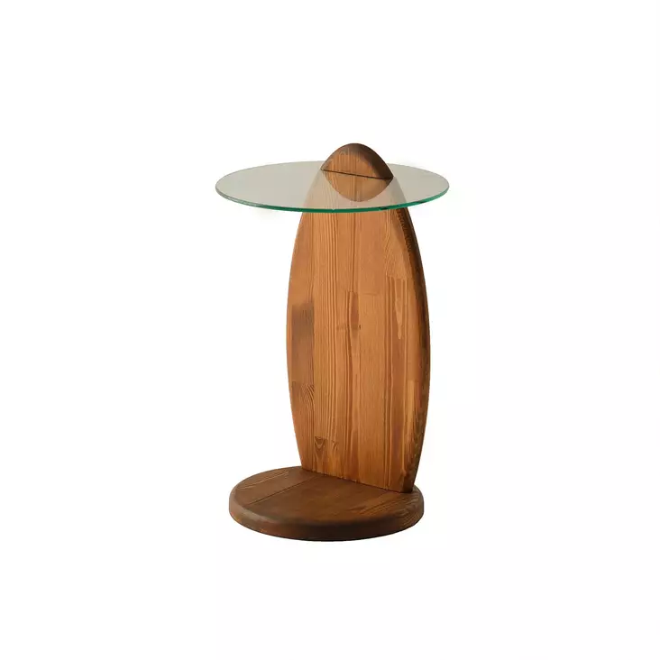 Sidobord Hanah Home Surf Chesnut Transparent Härdat Glas Massiv Furu 35x53x35 cm - Sidobord och extrabord - 8684283311125 - 1