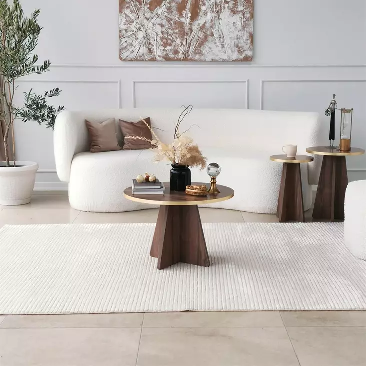Soffbord Hanah Home Mushroom Guld Valnöt Spånskiva 60x40x60 cm - Soffbord - 8684282402565 - 1