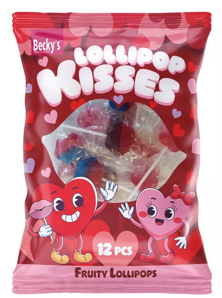 Läppformade klubbor med körsbärs- och fruktsmak 96 g 12 st - Godis - 8713305821325 - 1