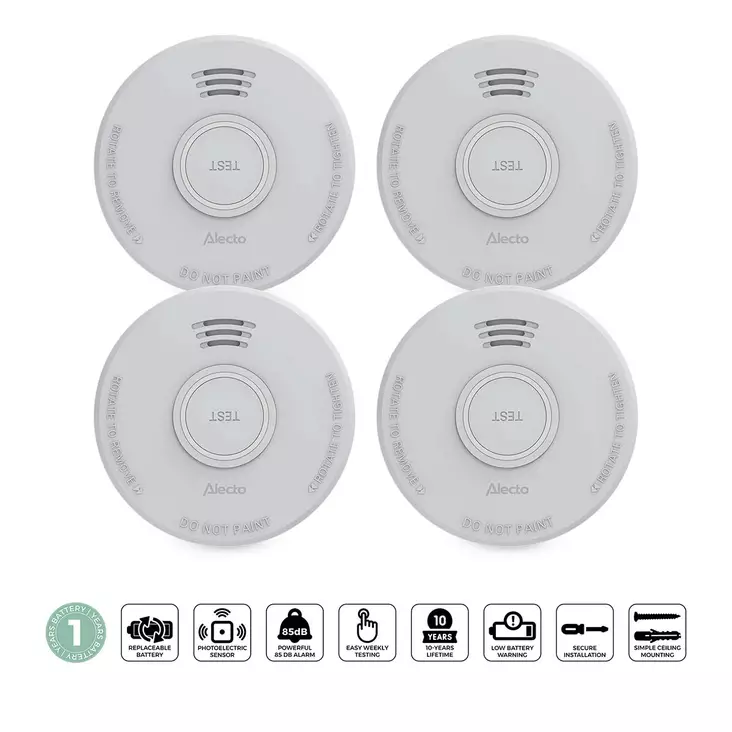 Fristående brandvarnare med 1 års batteri 4 st - Brandvarnare och kolmonoxidvarnare - 8711902090335 - 1