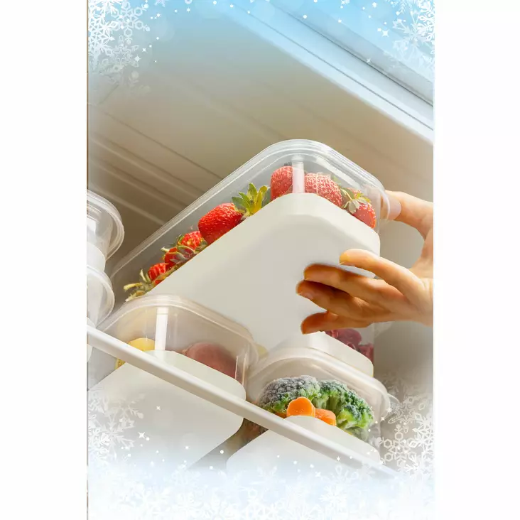 Organiseringsset för kylskåp (4 delar), grå, 22 x 22 x 5,5 cm, tålig, platsbesparande - Matlådor och matförvaringsbehållare - 8684283501335 - 1