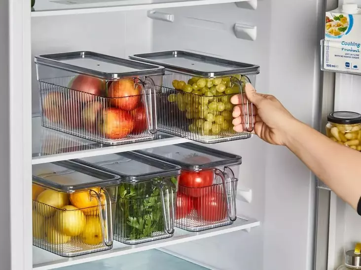 Kylskåpsorganisatör Hermia Transparent Plast 2 Delar - Matlådor och matförvaringsbehållare - 8684282826415 - 1