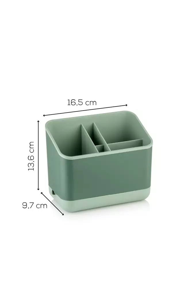 Organisatör, grön, 16,5 x 10 x 14 cm, tålig, lätt att rengöra - Bestick och serveringsredskap - 8684283210725 - 1