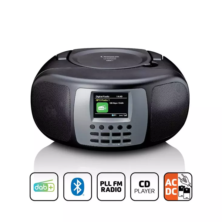 Bärbar DAB+/FM-radio med Bluetooth® CD-spelare och stor LCD-färgdisplay Svart - Radioapparater - 8711902078265 - 1