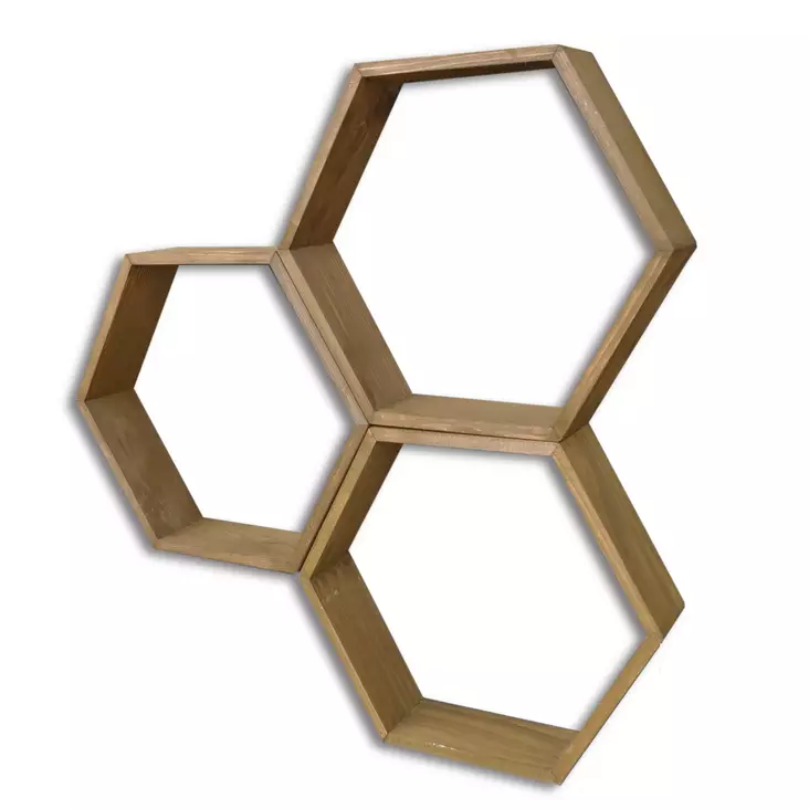 Vägghylla Hanah Home Hex001 Valnöt Massivt Trä 40x40x10 cm - Vägghyllor - 8681875126945 - 1