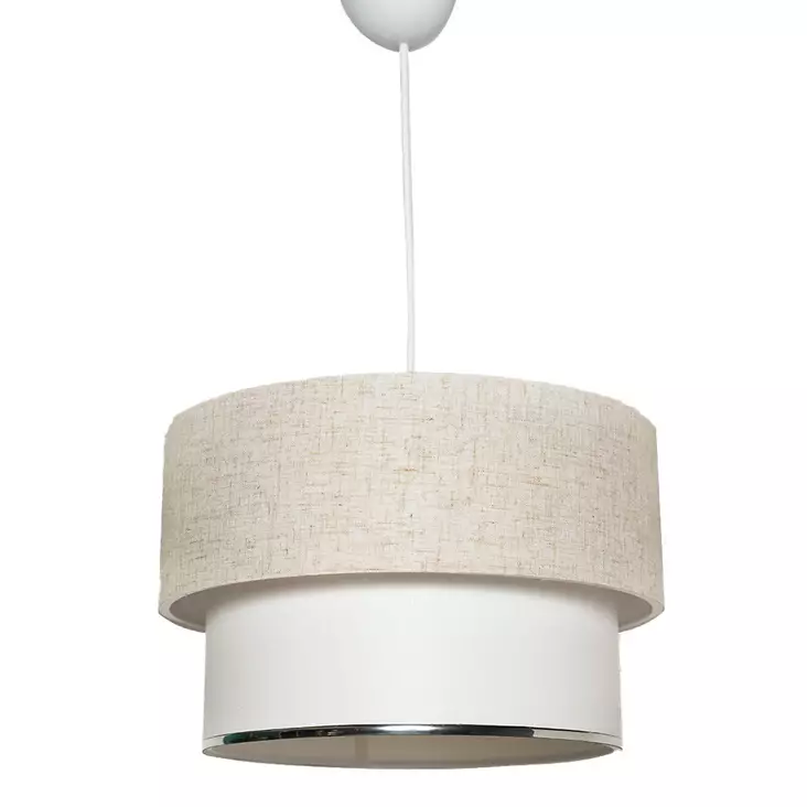 Taklampa Opviq Corbeu Cream Metall Bomull 30 x 30 cm 75 cm - Tak- och vägglampor - 8683342683005 - 1