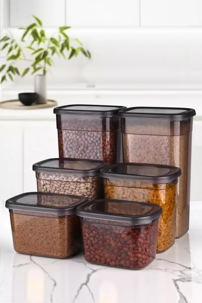 Förvaringslåda Set Hermia Antracit Plast 6 Delar - Matlådor och matförvaringsbehållare - 8683742939795 - 1