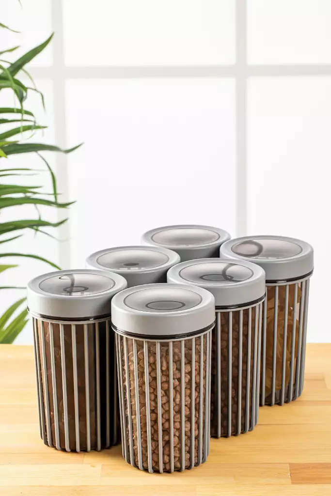 Förvaringslåda Set Hermia Grå Plast 6 Delar - Matlådor och matförvaringsbehållare - 8683742868545 - 1