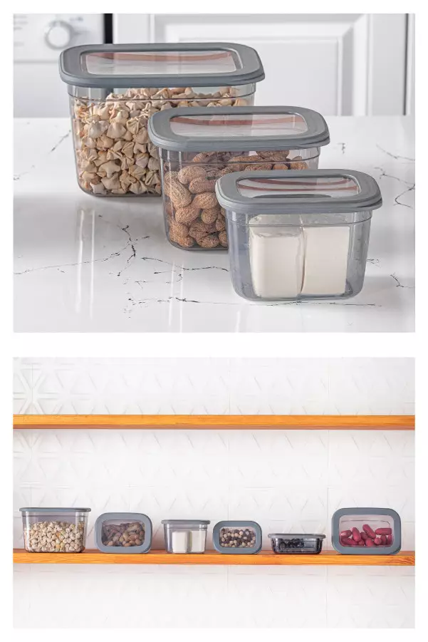 Förvaringslåda Set Hermia Antracit Plast 3 Delar - Matlådor och matförvaringsbehållare - 8683342477345 - 1