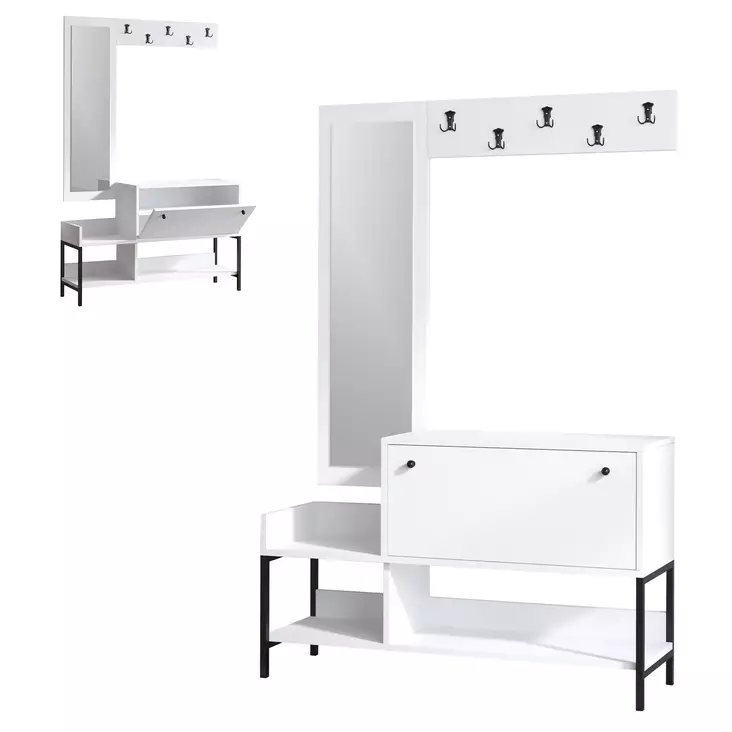 Skoskåp Hanah Home Lopp Vit Svart Spånskiva 120x70x35 cm - Skoskåp - 8683743536955 - 1