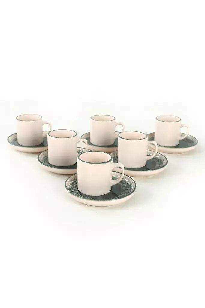 Kaffekoppar Set Hermia Cream Grön Keramik 12 Delar - Kaffe- och teserviser - 8683742963165 - 1