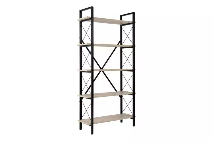 Bokhylla Nordure Elysian Travertin Svart Spånskiva 90x180x33,5 cm - Bokhyllor - 8684283439935 - 1