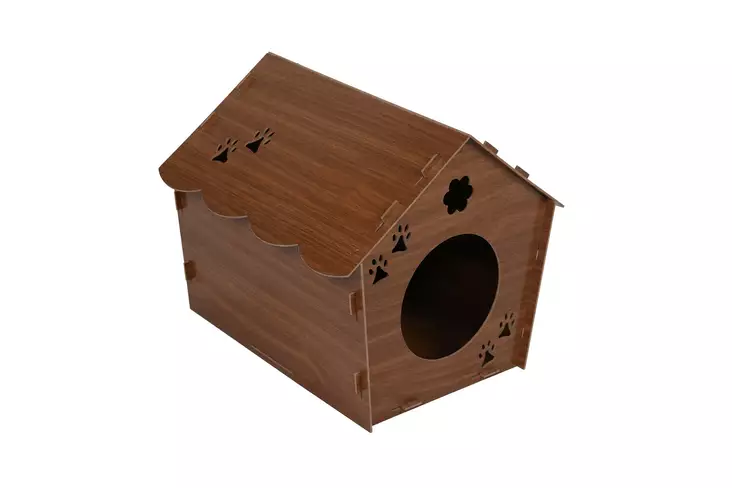 Katthus, valnöt, 38 cm x 43 cm x 40 cm, tålig, lätt att montera - Kattbäddar - 8682870971615 - 1