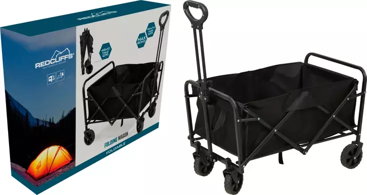 Hopfällbar strandvagn 60 liter svart - Skottkärror och hjul - 8721037864435 - 1