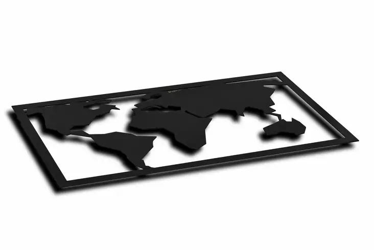 Väggdekor MDF Wallity World Map 2 Gul MDF 71x40 cm - Ljussmycken och ljusfigurer - 8682870905085 - 1