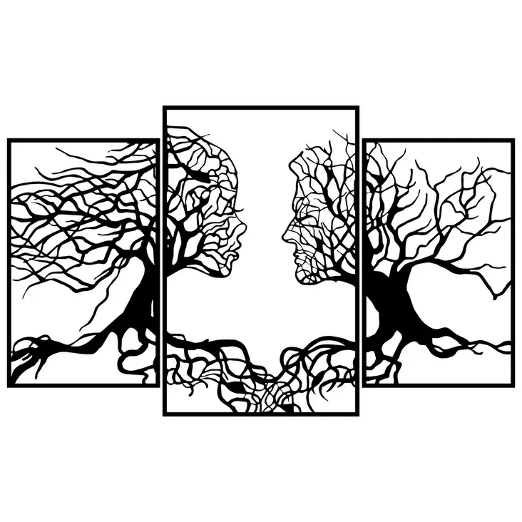 Väggdekor Metall Wallity Love Tree Svart Metall 116x71 cm - Dekorationer, prydnadsföremål - 8681875794625 - 1