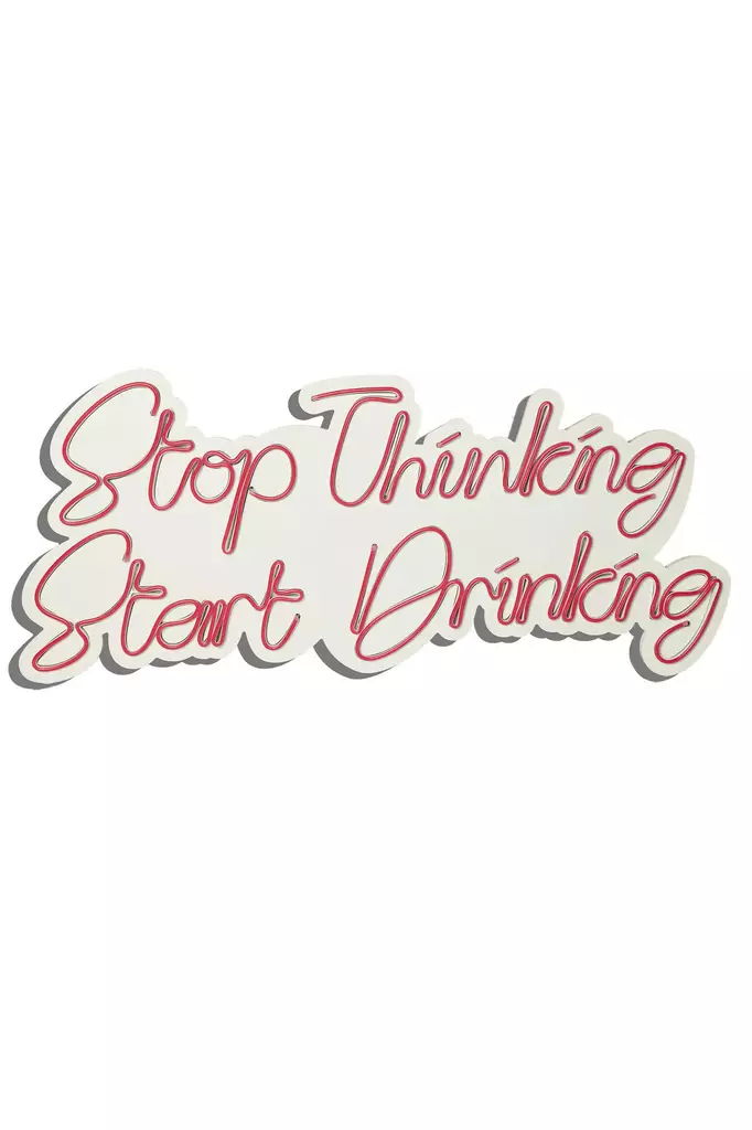 Dekorativ Led Väggbelysning Wallity Stop Thinking Start Drinking Röd Plast 34x78 cm - Ljussmycken och ljusfigurer - 8683342965675 - 1