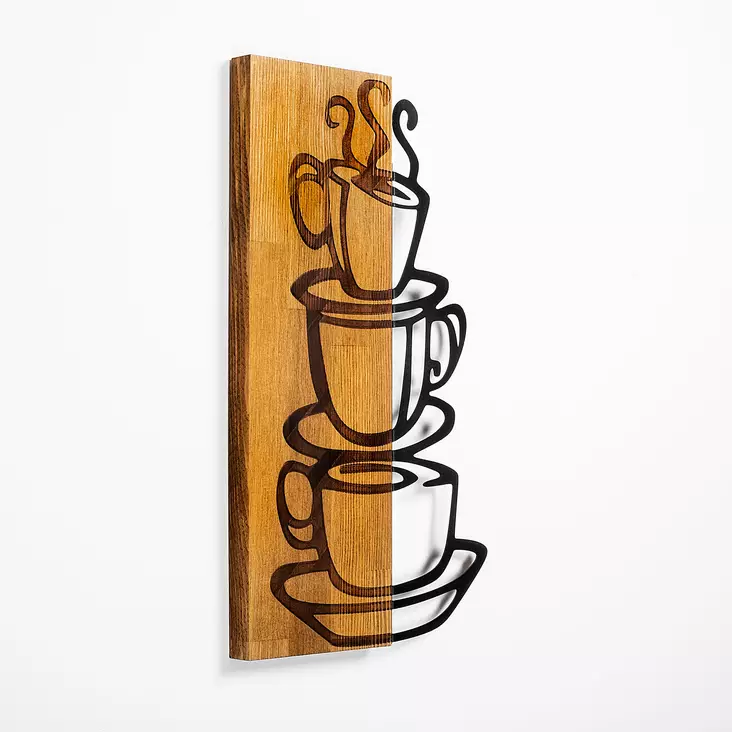 Väggdekor Trä Wallity Valnöt/Svart Trä/Metall 34x58 cm - Dekorationer, prydnadsföremål - 8683342888905 - 1