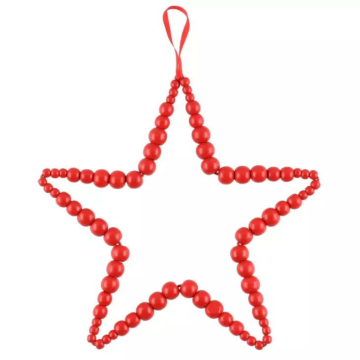 Kranssi Wooden 30cm punainen Tähti - Juldekorationer och textilier - 6410416283555 - 1