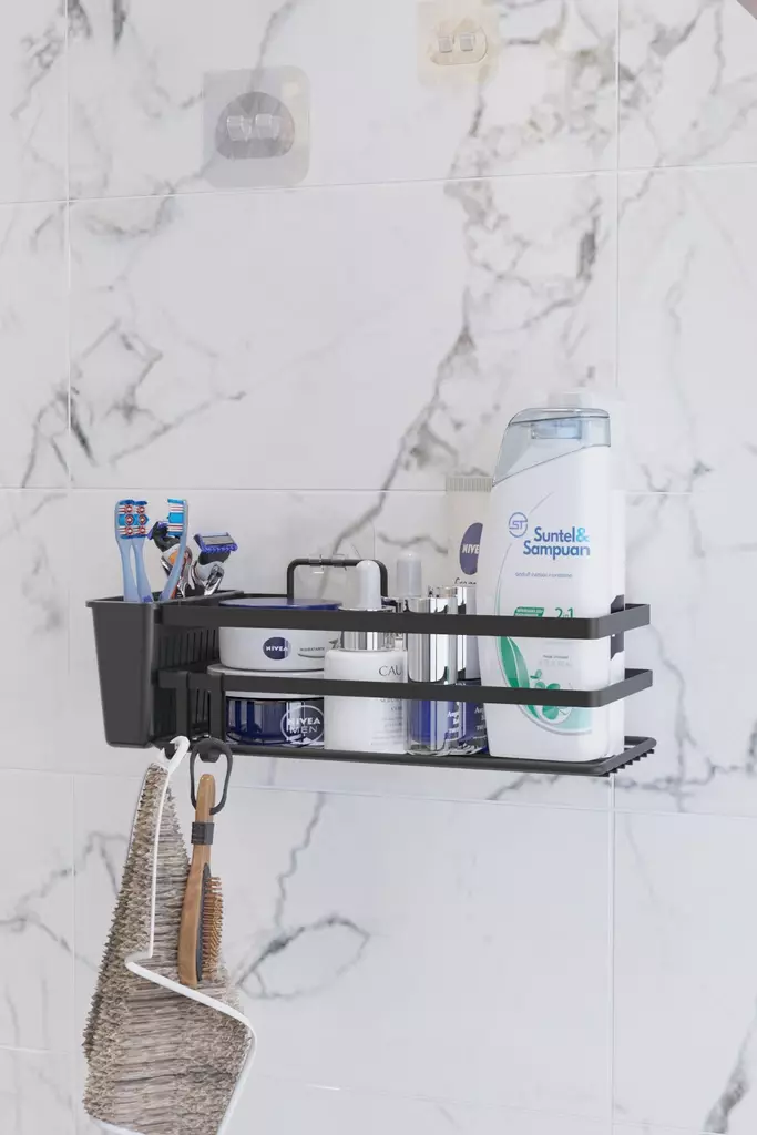 Badrumsorganisatör Hermia Svart Metall 2 Delar - Badrumstillbehör - 8683742916185 - 1