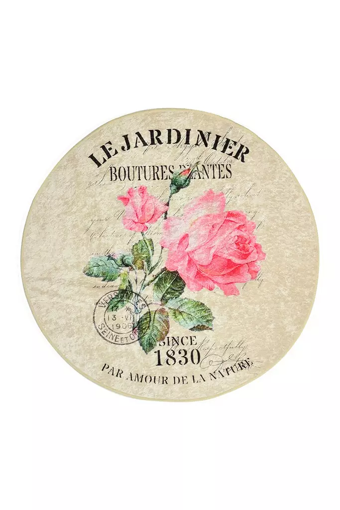 Badrumsmatta, flerfärgad, Diameter 100 cm, allergivänlig, halkfri - Badrumsmattor och våtrumsmattor - 8681875271485 - 1