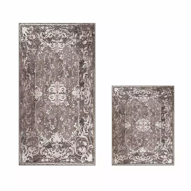 Badrumsmatta Set Mijölnir Brun 100% Polyester Halkfri Antibakteriell 50x60 cm & 60x100 cm - Badrumsmattor och våtrumsmattor - 8683342421355 - 1