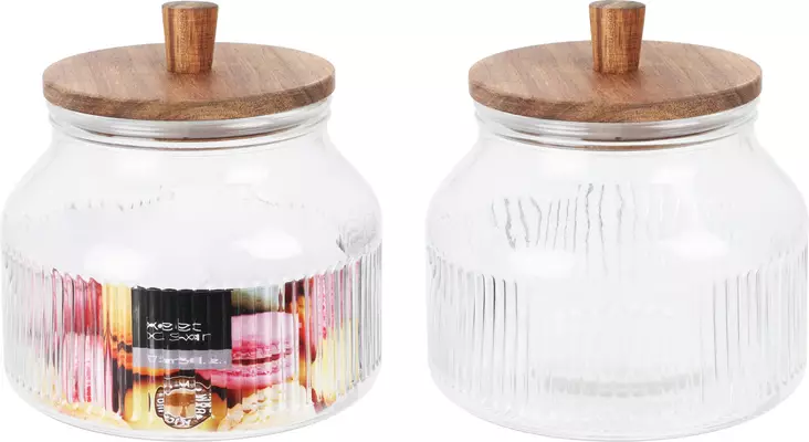 Glasförvaringsburk 1750ml, akaciaträlock, silikontätning - Hushållsprodukter - 8721037371735 - 1