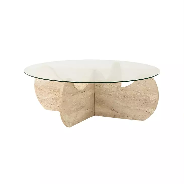 Soffbord Hanah Home Himalayas Travertine Glas Spånskiva 90x30 cm - Soffbord - 8684283059225 - 1