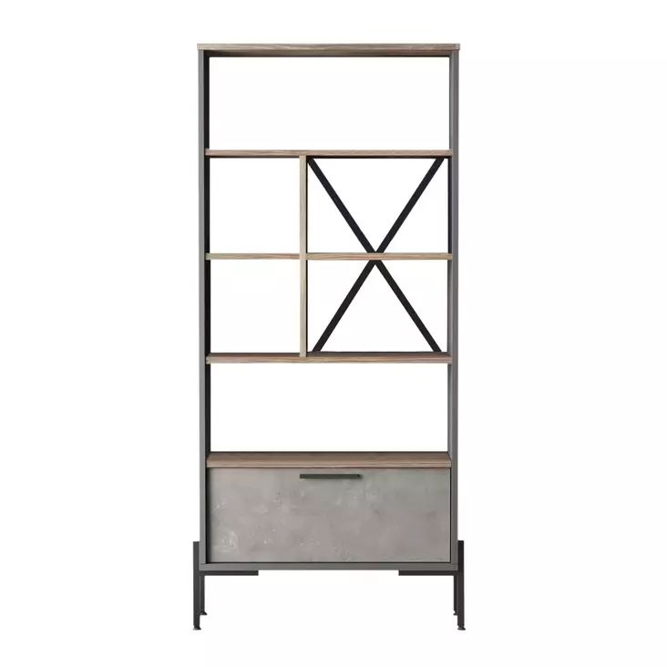 Bokhylla Hanah Home Vs4 Cga Brun Grå Antracit Spånskiva Metall 75,5x160,8x44,5 cm - Bokhyllor - 8683342510905 - 1