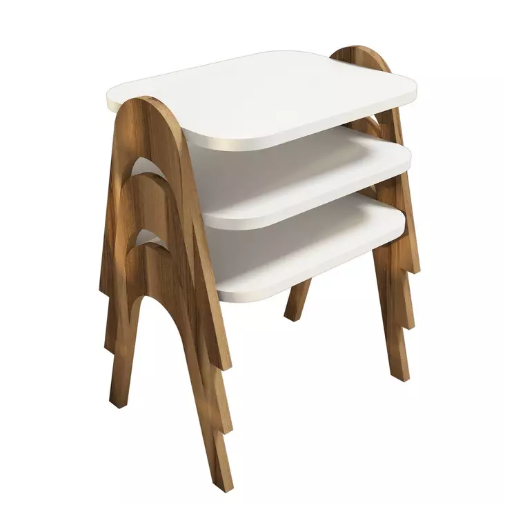 Nästbord Hanah Home Paris Valnöt Vit Spånskiva 48,6x42x35,5 cm - Bord - 8681875184075 - 1