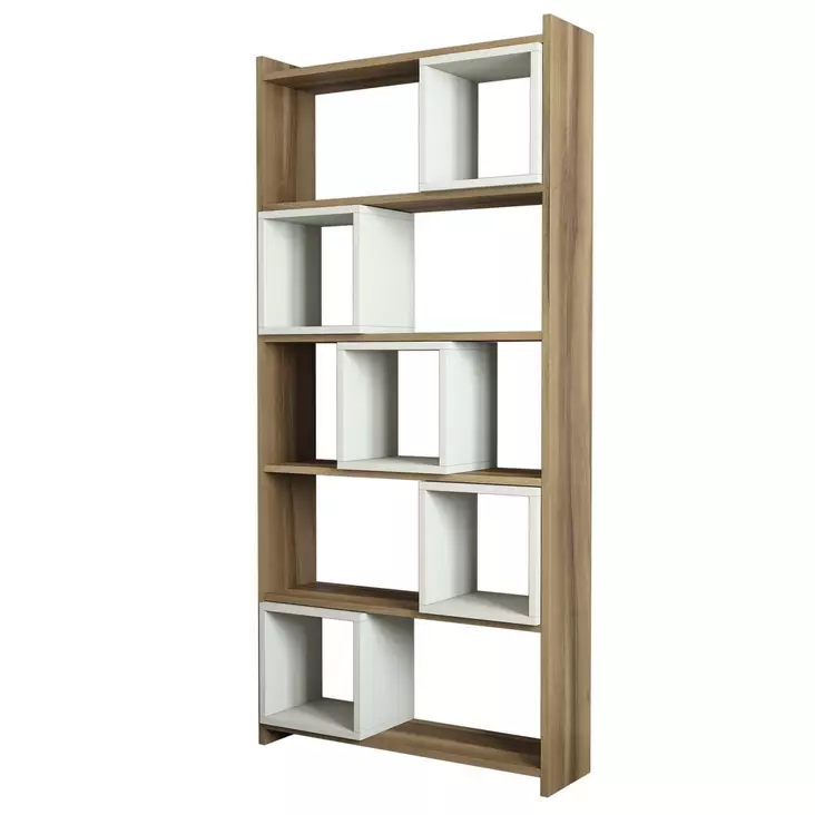 Bokhylla Hanah Home Walnut Cream Valnöt Spånskiva 80x170x22 cm - Bokhyllor - 8681875183405 - 1