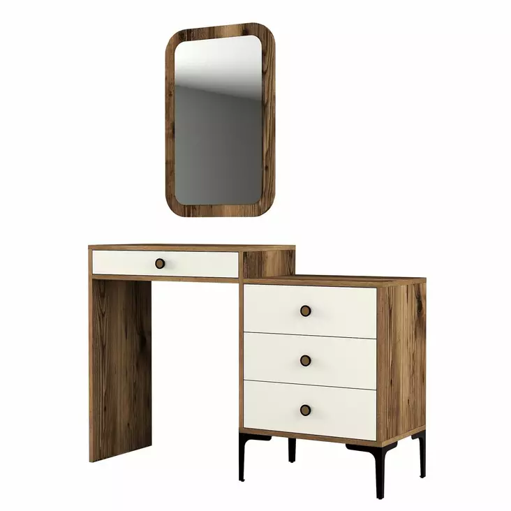 Sminkbord Hanah Home Lizbon 547 Valnöt Spånskiva 124x84,7x40 cm - Toalettbord - 8683743327225 - 1