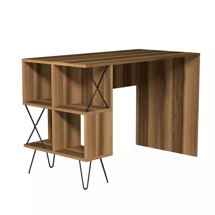 Skrivbord Hanah Home Extra Valnöt Spånskiva 120x78,8x60 cm - Skrivbord - 8681875555615 - 1