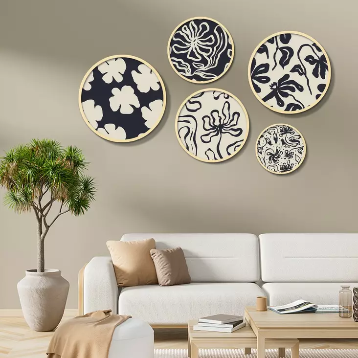 Inramad MDF-tavla Wallity Flerfärgad Trä 43,5x43,5 cm 5 Delar - Tavlor och ramar - 8684283551125 - 1