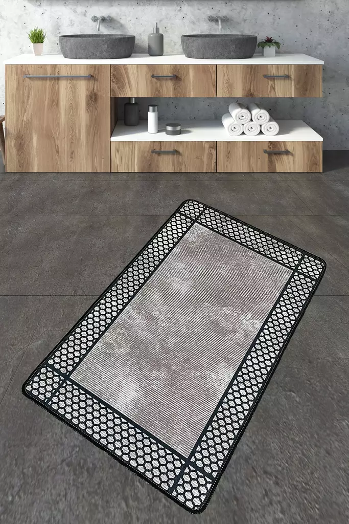 Badrumsmatta Mijölnir Flerfärgad 100% Polyester Antibakteriell Halkfri 70x120 cm - Badrumsmattor och våtrumsmattor - 8683342800235 - 1