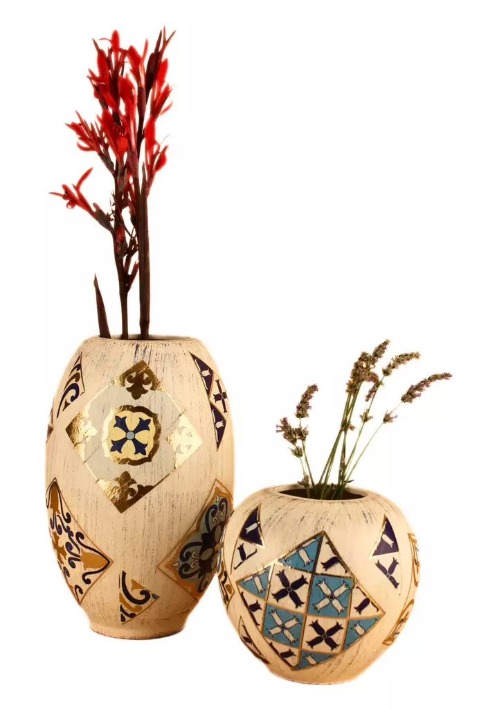 Dekorativ Kruka Aberto Design YL616 Flerfärgad Keramik 16x14 cm 18x25 cm - Hängande blomkrukor och vaser - 8684283417605 - 1