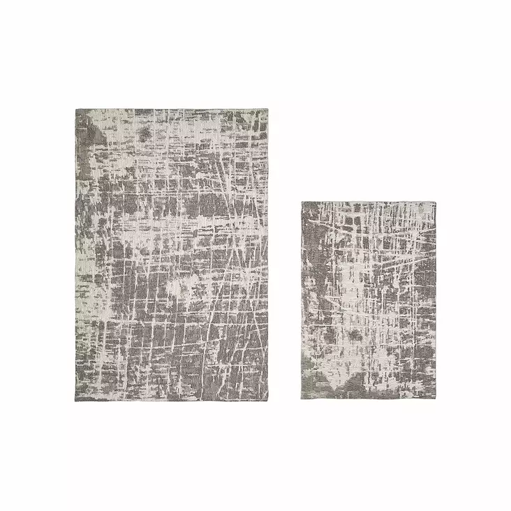 Badrumsmatta Set Mijölnir Flerfärgad 100% Polyester Halkfri Antibakteriell 40x60 cm & 60x90 cm - Badrumsmattor och våtrumsmattor - 8683342421485 - 1