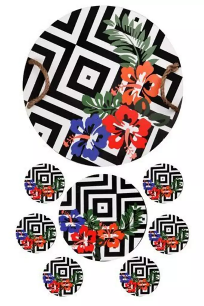 Bricka Set Hermia Flerfärgad Trä 8 Delar - Serveringsfat - 8682870862715 - 1