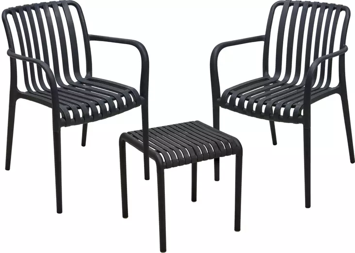 Svart utemöbelset med två fåtöljer och bord - Trädgårdsmöbelgrupper - 8721037878555 - 1