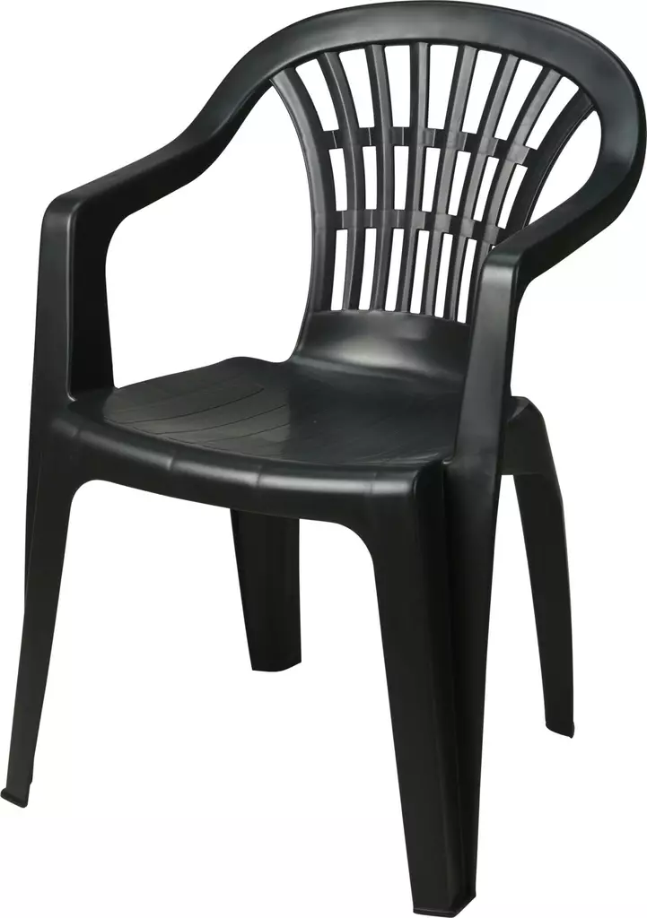 Svart stol med armstöd och hög galler­rygg - Trädgårdsstolar och soffor - 8009271006515 - 1