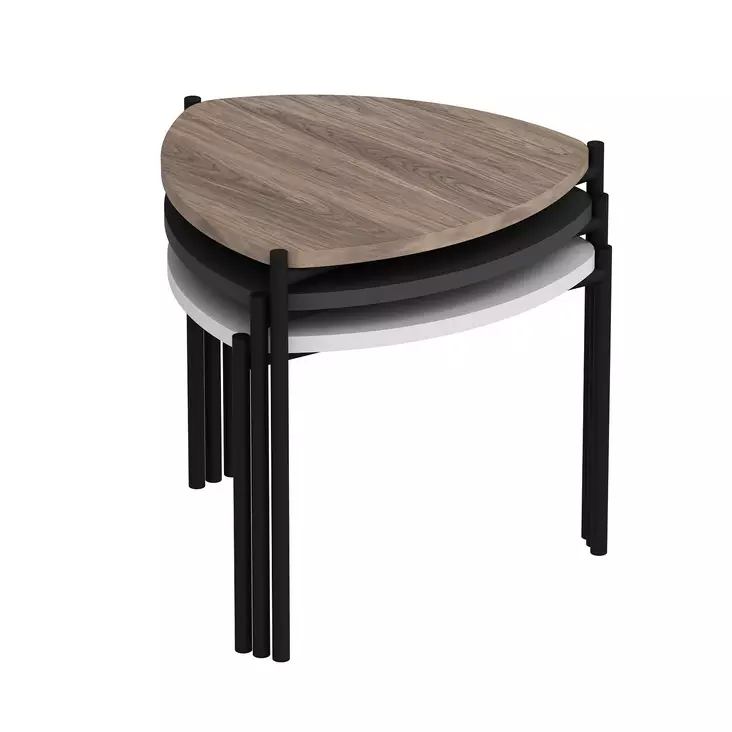 Nestingbord Hanah Home Lenny Multicolor Vit Antracit Valnöt Spånskiva 45x45x45 cm - Bord - 8683742465805 - 1