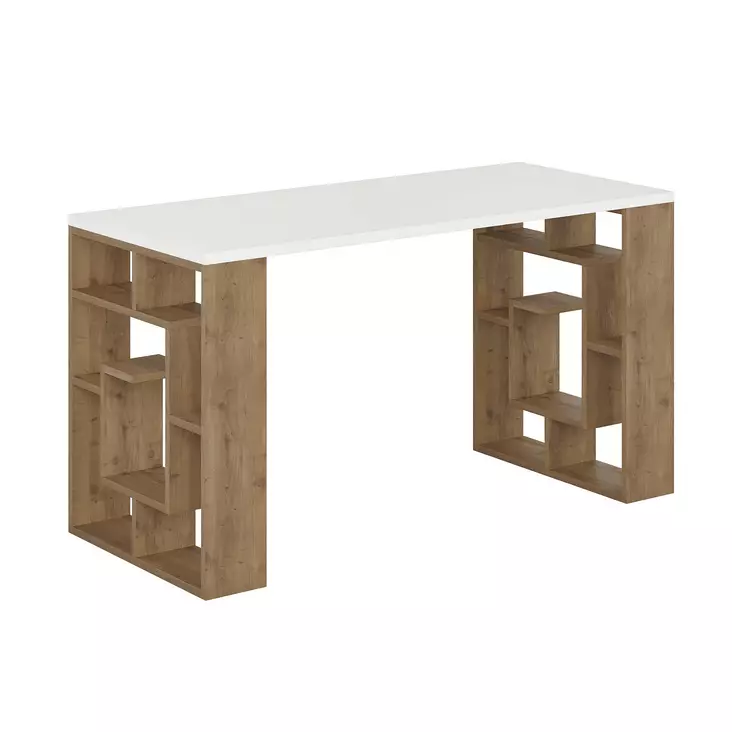 Skrivbord Hanah Home Maze Vit Mörk Ek Spånskiva 140x75x60 cm - Skrivbord - 8681875279405 - 1