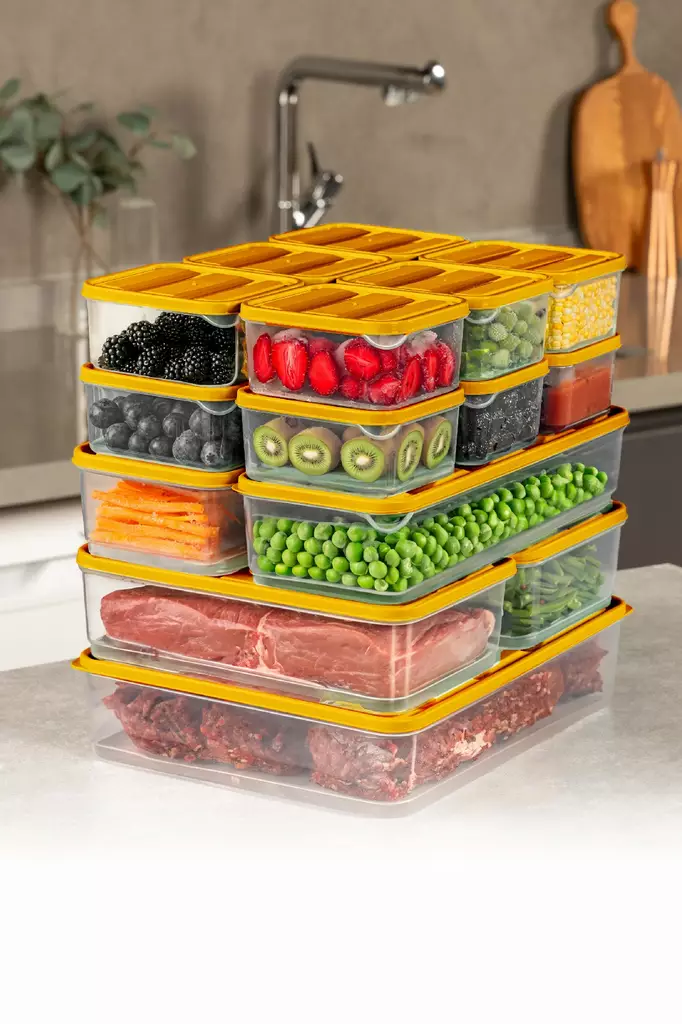 Förvaringslåda Set Hermia Orange Plast 15 Delar - Matlådor och matförvaringsbehållare - 8684283210305 - 1