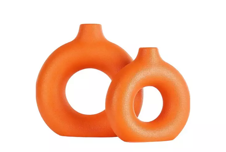 Vas Aberto Design Iskandinav Halka Orange Keramik 15x4x20 cm 15x4x16 cm - Hängande blomkrukor och vaser - 8684282698265 - 1