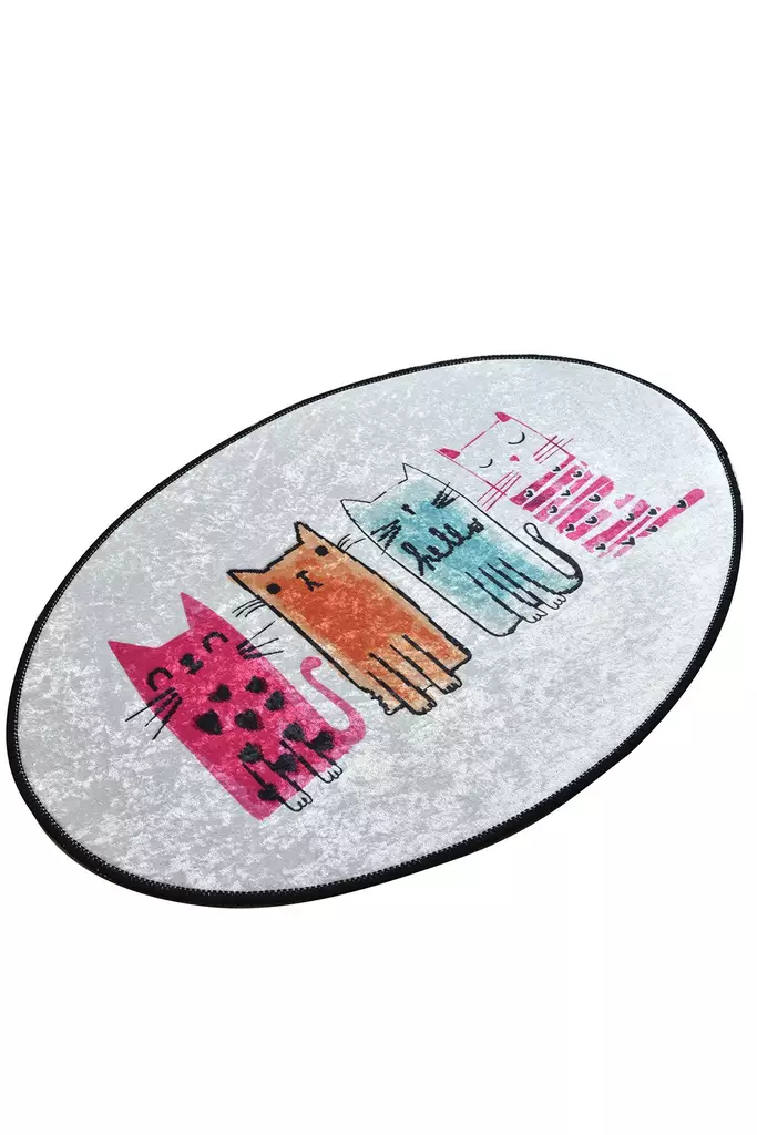 Matta Conceptum Baby Cats Oval Flerfärgad Polyester 60x90 cm - Små mattor och gångmattor - 8681875899085 - 1