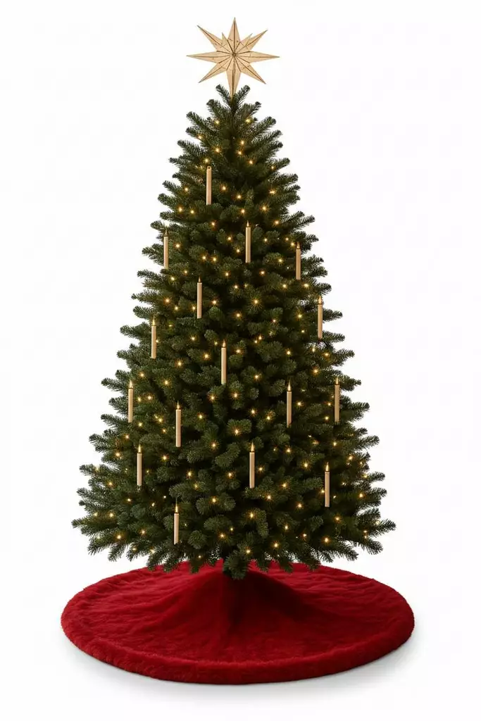 Julgransmatta Aberto Design Yilbasi Röd Polyester 100x100 cm - Juldekorationer och textilier - 8684283712885 - 1