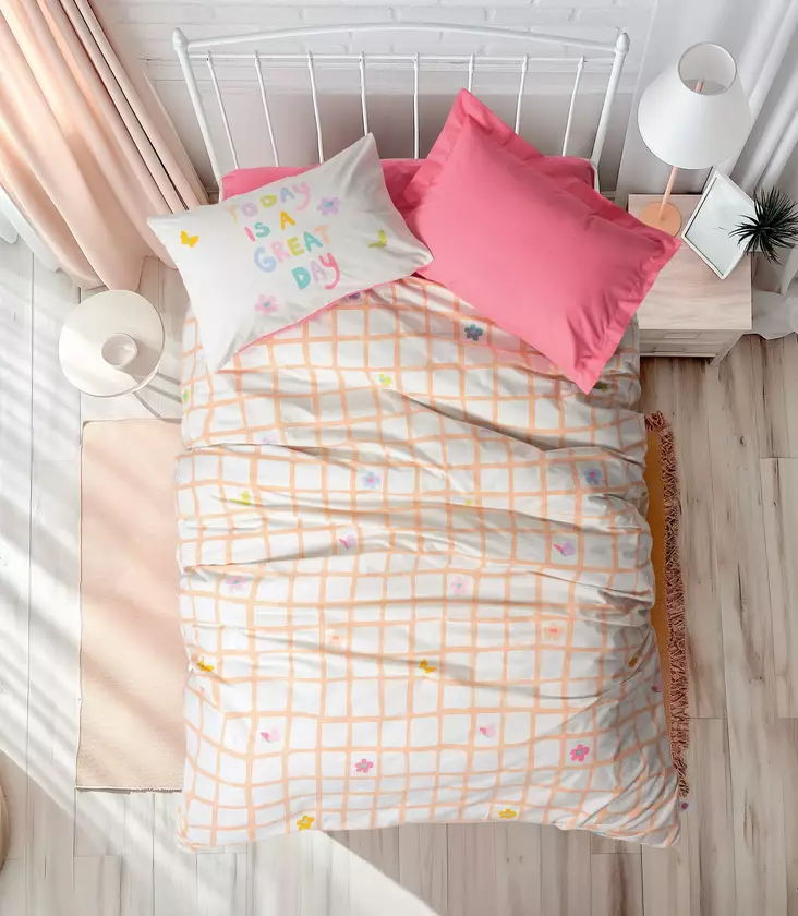 Ranforce Young påslakanset, rosa, 160 x 220 cm, mjuk, tålig - Lakan och örngott - 8684283403165 - 1