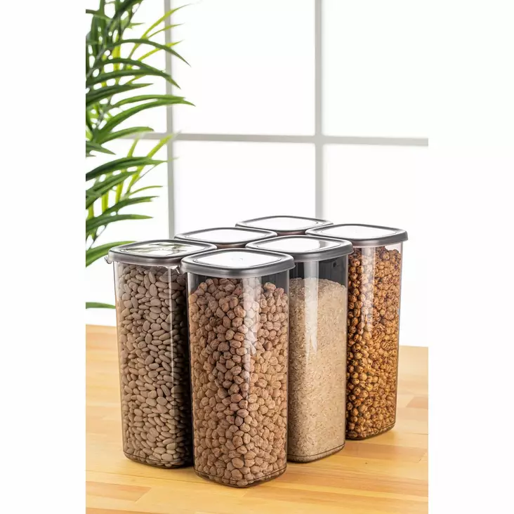 Förvaringslådeset (6 delar), antracit, 10 x 10 x 24,5 cm, tålig, maskintvättbar - Plastlådor och förvaringslådor - 8683742868965 - 1