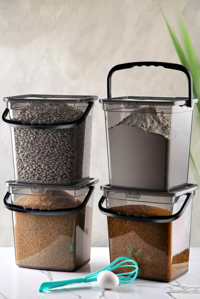 Förvaringslådeset (4 delar), grå, 24 x 25 x 17,5 cm, tålig, maskintvättbar - Plastlådor och förvaringslådor - 8683742510925 - 1